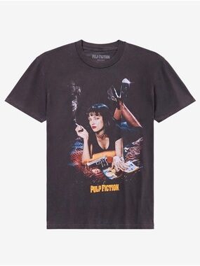 Hot Topic Pulp Fiction Mia Wallace Tee - Grey with Yellow & Red Accents